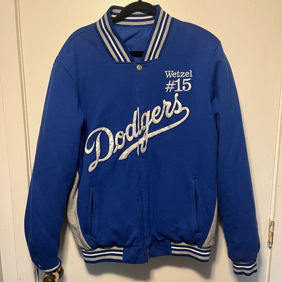 JH Design LA Dodgers Blue Varsity Jacket #15 Wetzel MLB – Men’s XL